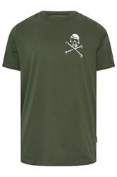 BadRhino Big & Tall Khaki Green Skull & Crossbones Graphic T-Shirt