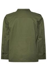 BadRhino Big & Tall Khaki Green Military Zip Through Overshirt | BadRhino 2