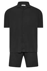 JACK & JONES Big & Tall Black Revere Shirt & Short Set