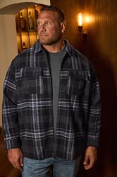 BadRhino Big & Tall Blue Check Print Zip Through Overshirt | BadRhino 1
