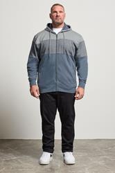 KAM Big & Tall Indigo Blue Marl Stripe Zip Through Hoodie | BadRhino 2