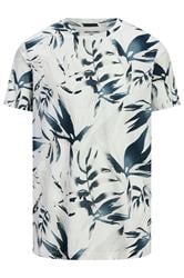 JACK & JONES Big & Tall Off White Leaf Printed T-Shirt