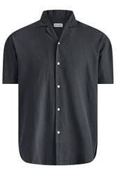 JACK & JONES Big & Tall Black Linen Blend Resort Shirt