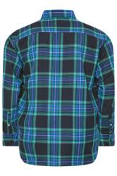 KAM Big & Tall Navy Blue Long Sleeve Check Shirt | BadRhino 2