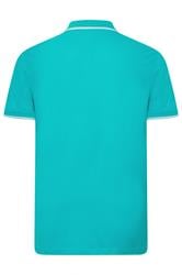 BadRhino Big & Tall Teal Blue & White Tipped Polo Shirt | BadRhino 2