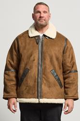 JACK & JONES Big & Tall Cognac Brown Aviator Jacket | BadRhino 1