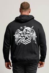 BadRhino Big & Tall Black Skull Military Zip Through Hoodie | BadRhino 3
