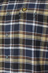 LYLE & SCOTT Big & Tall Blue & Green Brushed Cotton Check Shirt | BadRhino 3
