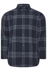 BadRhino Big & Tall Navy Blue Textured Checked Shirt
