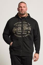 KAM Big & Tall Black 'South River' Fleece Lined Hoodie | BadRhino 1