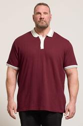 BadRhino Big & Tall Wine Red Mini Check Tipped Polo Shirt | BadRhino 3