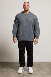 JACK & JONES Big & Tall Dark Grey Crew Neck Knit Jumper | BadRhino 2