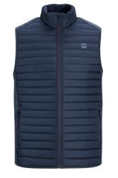 JACK & JONES Big & Tall Navy Blue Logo Print Padded Gilet
