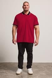 BadRhino Big & Tall Red Contrast Tipped Detail Polo Shirt | BadRhino 2