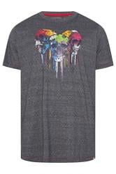 D555 Big & Tall Burgundy Grey Skull Drip Graphic Print T-Shirt | BadRhino 1
