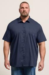 D555 Big & Tall Navy Blue Short Sleeve Non Iron Stretch Shirt | BadRhino 3
