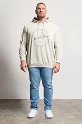 JACK & JONES Big & Tall Moonbeam White Logo Printed Hoodie | BadRhino 1
