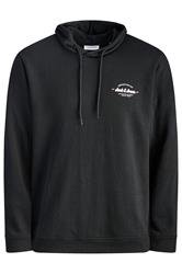 JACK & JONES Big & Tall Black Printed Hoodie | BadRhino 1