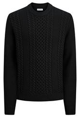 JACK & JONES Big & Tall Black Cable Knit Jumper | BadRhino 1