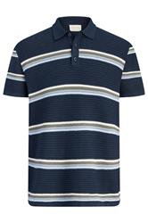 JACK & JONES Big & Tall Navy Blue Knitted Polo Shirt