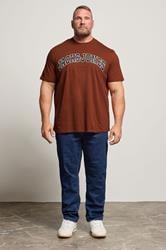 JACK & JONES Big & Tall Burnt Henna Red Varsity Logo T-Shirt | BadRhino 2