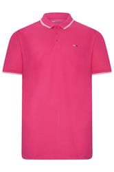 BadRhino Big & Tall Pink & White Tipped Polo Shirt | BadRhino 1