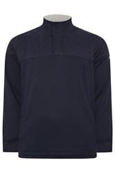 D555 Big & Tall Navy Blue Quilted Quarter Zip Sweatshirt | BadRhino 1