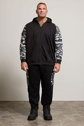 BadRhino Big & Tall Black Camo Print Zip Through Hoodie | BadRhino 2