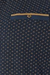 KAM Indigo Blue Geometric Print Short Sleeve Polo Shirt | BadRhino 3