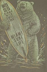 D555 Big & Tall Khaki Green Surfing Bear Print T-Shirt | BadRhino 5