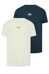 JACK & JONES Big & Tall 2 Pack Navy Blue & Off-White Graphic | BadRhino 3