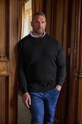 BadRhino Big & Tall Black Cable Knit Mock Shirt Jumper | BadRhino 1