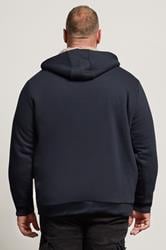 BadRhino Big & Tall Navy Blue Borg Lined Zip Through Hoodie | BadRhino 3