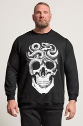 BadRhino Big & Tall Black Skull & Snake Graphic Sweatshirt | BadRhino 1