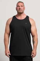 BadRhino Big & Tall 5 Pack Black Extra Long Plain Vest Top | BadRhino 1