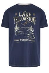 KAM Big & Tall Navy Blue Lake Yellowstone Graphic T-Shirt