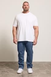 D555 Blue Elasticated Waist Relaxed Fit Jeans | BadRhino 1