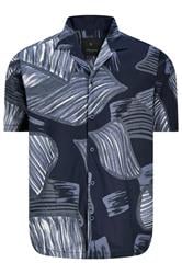 JACK & JONES Big & Tall Night Sky Blue Tropical Print Short Sleeve Shirt