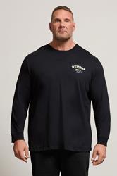 JACK & JONES Big & Tall Black Crew Neck Long Sleeve T-Shirt | BadRhino 1