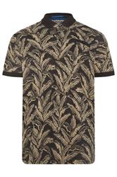 D555 Big & Tall Black Jacquard Print Polo Shirt | BadRhino 2
