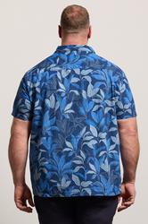 BadRhino Big & Tall Navy Blue Leaf Printed Shirt | BadRhino 2