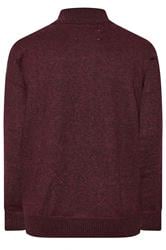 D555 Big & Tall Burgundy Red Quater Zip Knitted Jumper | BadRhino 2