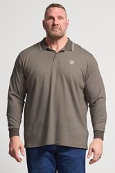 BadRhino Big & Tall Brown Textured Waffle Long Sleeve Polo Shirt | BadRhino 1