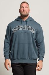 JACK & JONES Big & Tall Stormy Blue Varsity Hoodie | BadRhino 1