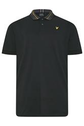 LYLE & SCOTT Big & Tall Black Tartan Collar Polo Shirt