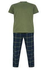 BadRhino Big & Tall Khaki Green Check Pyjama Set | BadRhino 5