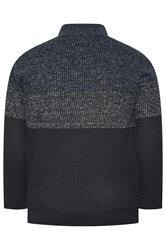 BadRhino Big & Tall Navy Blue Colour Block Quarter Zip Jumper | BadRhino 6