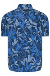 BadRhino Big & Tall Navy Blue Leaf Printed Shirt | BadRhino 5