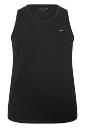 BadRhino Big & Tall Black Extra Long Plain Vest Top