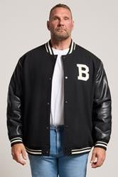 BadRhino Big & Tall Black Button Varsity Jacket | BadRhino 3